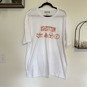 NWOT Led Zeppelin White Short Sleeve Crewneck Tee Shirt Unisex Size 2XL
